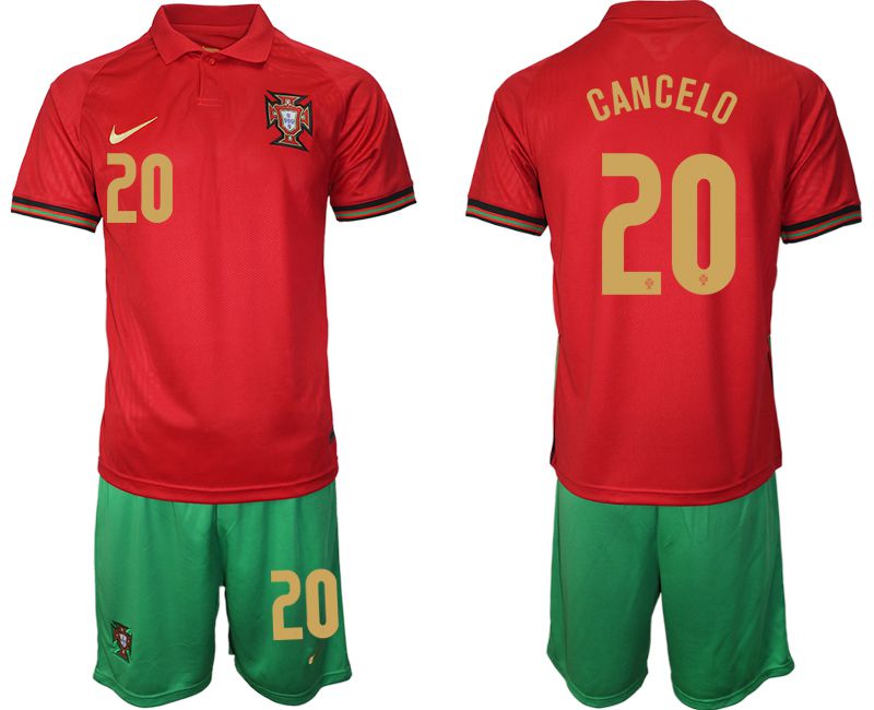 Men 2020-2021 European Cup Portugal home red #20 Nike Soccer Jersey->customized soccer jersey->Custom Jersey
